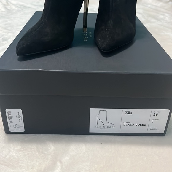 NIB: RAG & BONE Wes Boot/Bootie in Black Suede, Stiletto Heel, Size 6 (36 EU) - Picture 13 of 16